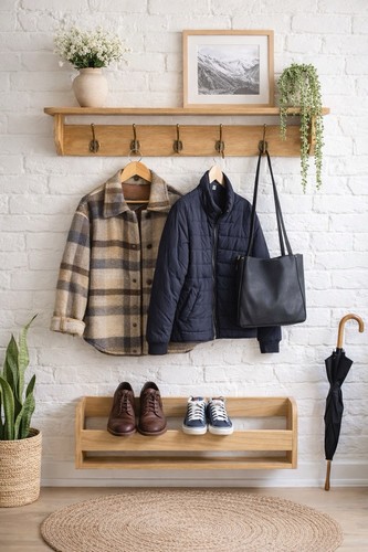 Solid oak shoe rack - solid, coat