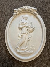 Antique Style Composite / Plaster Oval Wall Plaque with Classical Greek Goddess