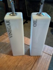 White Ceramic Oil And Vinegar Bottles From Marks And Spencer Dishwasher Safe
