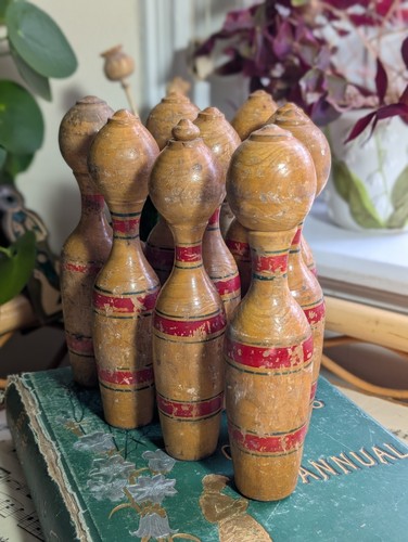 Vintage wooden skittles indoor - wooden,