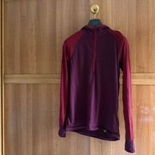 Isobaa Mens Merino 200 zip neck Hoodie Training Top Large Mens Maroon Red