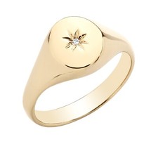 9ct Yellow Gold on Silver Signet Ring Mens/Ladies size M-Z with Simulated stone