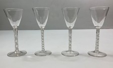 Antique Wine Glasses x4-Air Twist Multi Spiral Stem Detai-Georgian 1750?