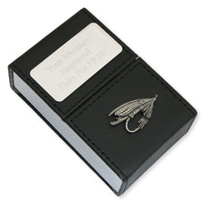 Fly Fishing Black Flip Top Cigarette Case Engraved Smoking Gift