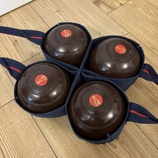 Thomas Taylor Lignoid Size 5 Set Of 4 Bowling Balls Brown & holder bag 