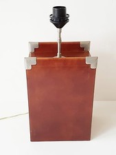 Adnet: Leather or Faux Leather Lamp with its Lampshade 1970 Vintage 70s