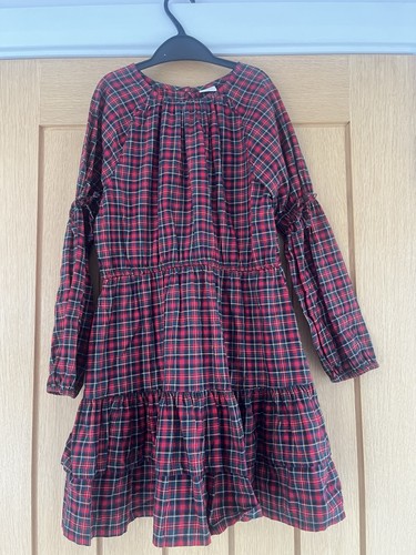 Girls red green tartan tiered - girls,