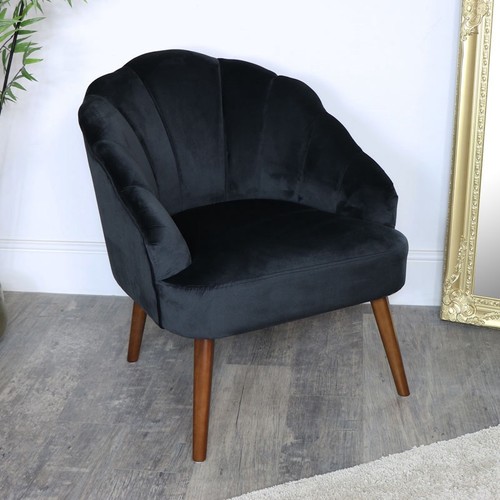 Black velvet shell chair - black,