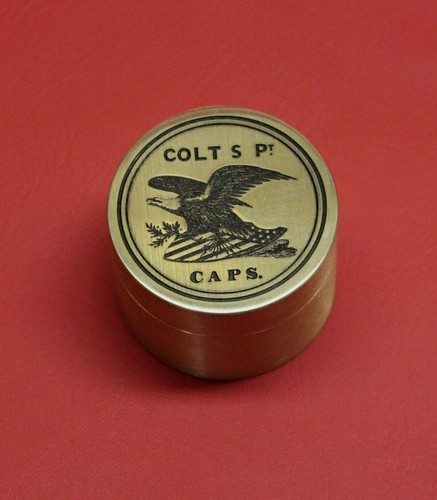 Colt firearms brass cap tin - brass,