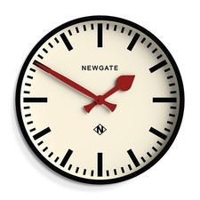 Newgate® Universal Railway Wall Clock Black Contrast Red Hands Station Dial