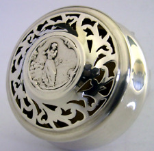 RARE ENGLISH STERLING SILVER LAVENDER POTPOURRI BOX  1904 ANTIQUE LADY GOLFING