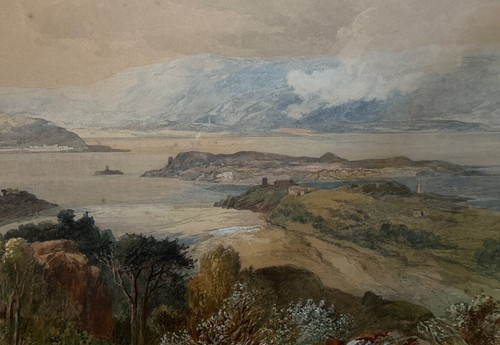 Large unframed watercolour by - ,
