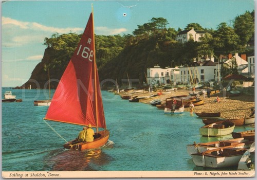 Shaldon vtg postcard - postcard, sailing