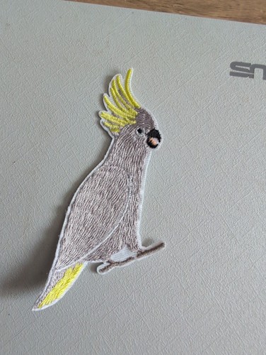 Cockatoo sew iron patch - cockatoo, on