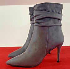 Lipsy Dark Womens Grey Ruched Pointed Toe Heel Shoes 3, 4, 5, 6, 7 Boots