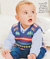 0153 Knitting Boys Fair Isle Tank Top 6mths-7yrs DK - Vintage Pattern Copy