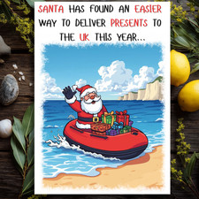 Funny Christmas Card.  Santa