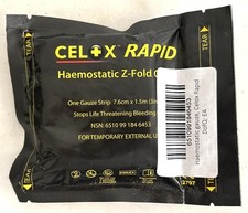 British Military Issue Medical Kit Celox Rapid Haemostatic Z Fold Gauze