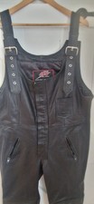 JTS Black Leather Motorcycle Dungarees 40 Short