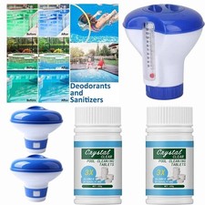 100 Chlorine Tablets +Floating Chemical Dispenser Hot Tub Swimming Pool Cleaning