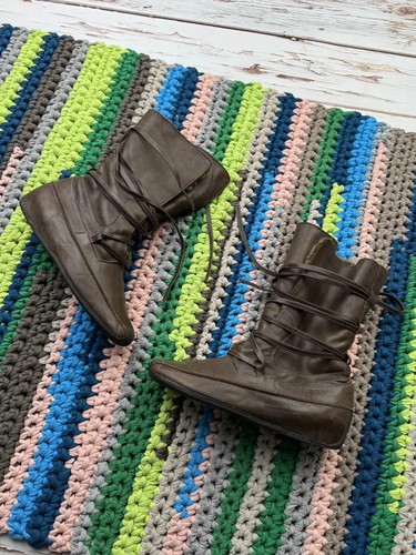 Vintage leather boots with - vintage,