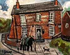 Original Northern Art Oil Painting Phil Lewis 8" X 10" THE CROOKED HOUSE INN