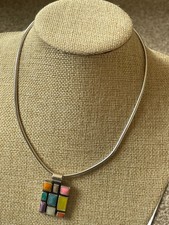 Vintage Tianguis Jackson Sterling Silver Hardstone & Glass Set Necklace C473