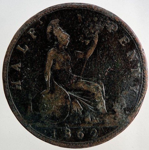 1862 victoria half penny coin - 1862,