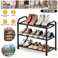 3 Tier Shoe Rack, Shoes Rack Storage Organizer For Garage Entryway Bedroom Black