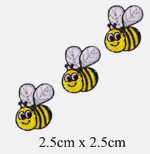 3 x Small Bumblebee Bee Wildlife Animal Iron-On Motif Patch Child / Adult
