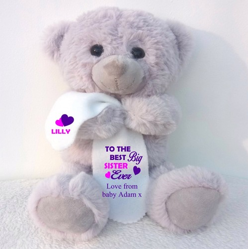 Personalised grey teddy bear - personalised,