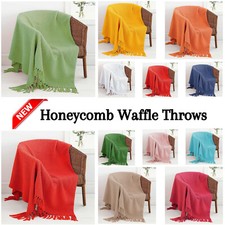 Luxury Waffle Indian Cotton Sofa/Bed Settee Couch Throw Large Size Woven Blanket