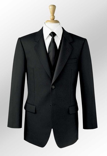 Black wool herringbone jacket - wool,