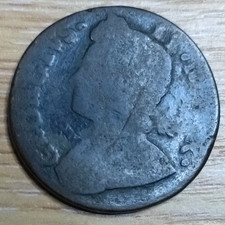 George II Halfpenny 1/2d Penny Coin Uncertain Date in Fair Condition Ref 1