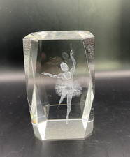 Paperweight Crystal Clear Collectables Ballet Dancer Ballerina Laser Etched