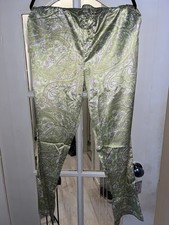 ASOS Design Satin Paisley Printed Wide Leg Trouser with Elasticated Waist 2XL