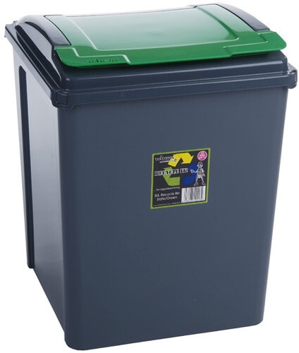 50l green plastic recycle bin - green,