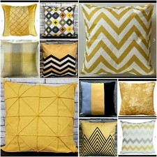 Mustard Yellow Cushion or Cover 17x17 Various Designs Filled Sofa Decor