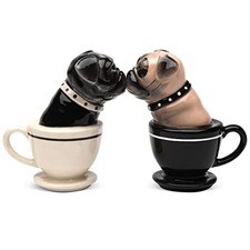 Tea Cup Pugs Ceramic Salt and