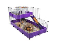 C&C indoor guinea pig cage 2x4 grids with 2x2 loft, correx and ramp, new 