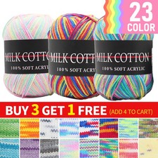 Mixed Job Lot Colourful DK Knitting Crochet Milk Soft Baby Cotton Wool Yarn