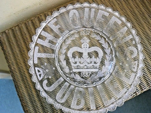 Commemorative glass plate 1887 - plate,