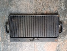 51cm Cast Iron Griddle Plate Fry Pan Grill BBQ Skillet Double Side Reversible