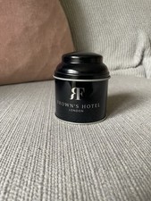 Brown’s Hotel London tea caddy black metal tin British souvenir Mayfair luxury