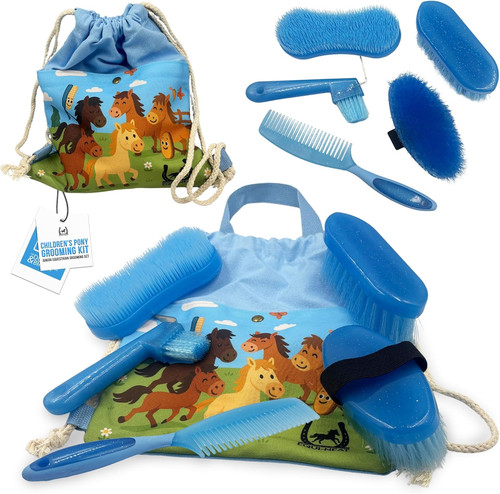 Children horse grooming - horse, kit