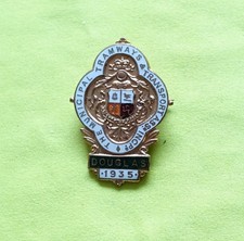 1935 Isle of Man DOUGLAS The Municipal Tramways & Transport Ass Enamel badge pin