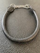 Ace Show collar - black rolled leather-stainless steel chain