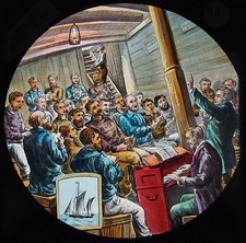 Glass Magic Lantern Slide CABIN SERVICE ON SHIP C1890 VICTORIAN TEMPERANCE NO34