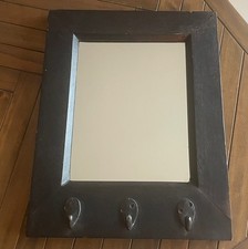 Unique Handmade Small Vintage Wooden Indian Mirror With 3 Hooks Hallway