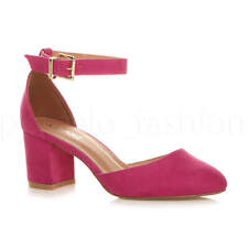 WOMENS LADIES BLOCK LOW MID HEEL ANKLE STRAP PROM EVENING SANDALS SHOES SIZE